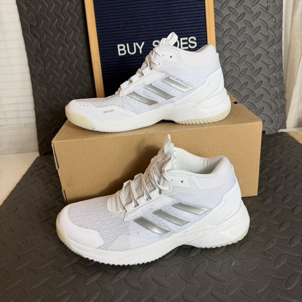Adidas Crazyflight 6 Mid White Silver HP7030 Volleyball Shoes Womens Size 9